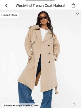 Princess Polly Beige Double-Breasted Trench Coat